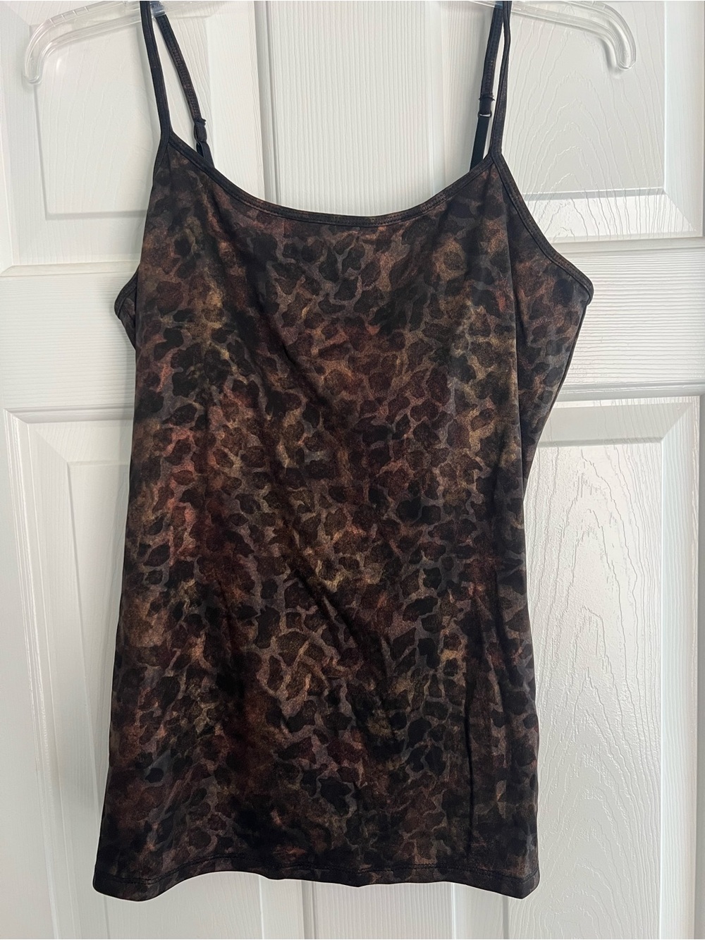 Express Brown Black Animal Print Cami Tank Top Adjustable Straps M